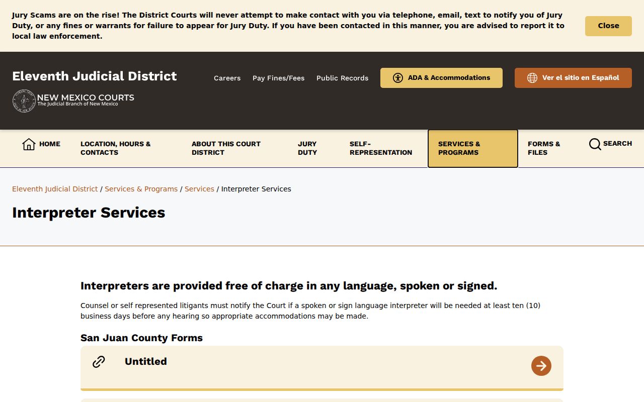 McKinley County court docket interpreter services information