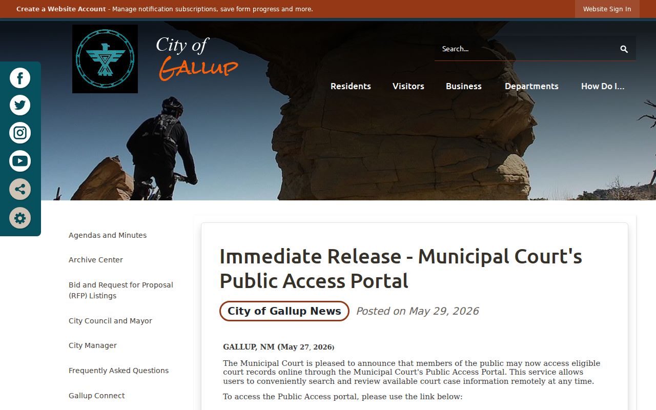 Gallup court records Municipal Court portal launch notice
