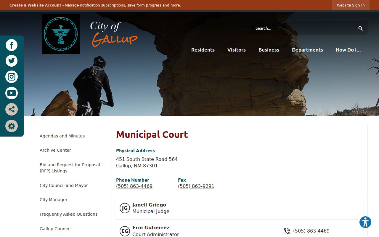 Gallup court records Municipal Court staff contact routing