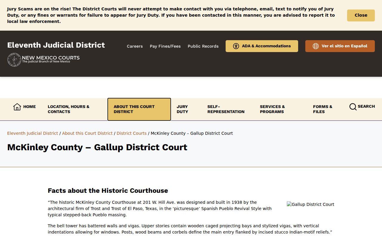 McKinley County court docket District Court contact information